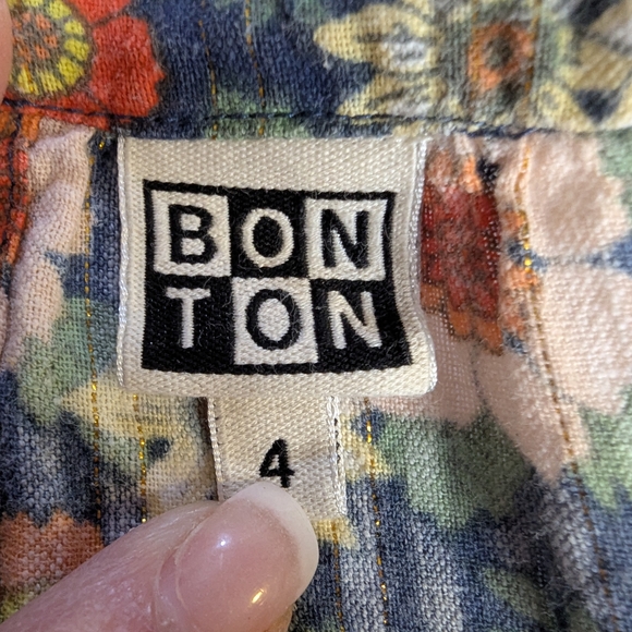 Bonton Paris Girls Calypso Floral Midi Dress 70s Navy Blue Lurex Tiered Size 4 - Picture 3 of 9